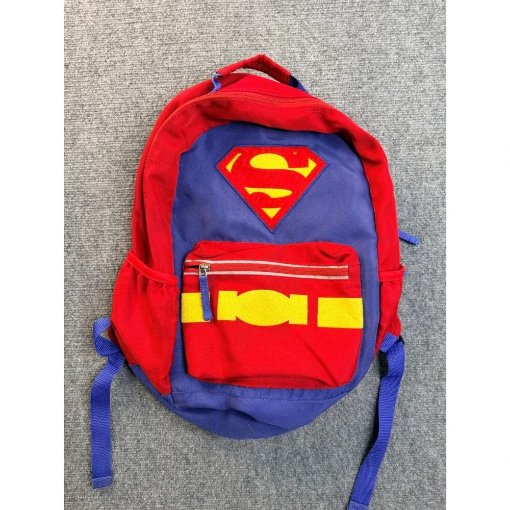 Vintage Superman Backpack Red Blue DC Comics Superhero Y2K Kids School Bag Logo